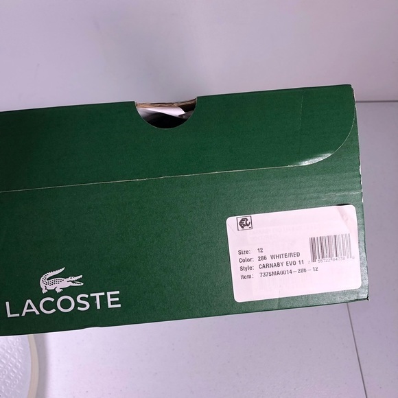 LACOSTE Mens Carnaby Evo 11 Casual Shoes White Red main image 4